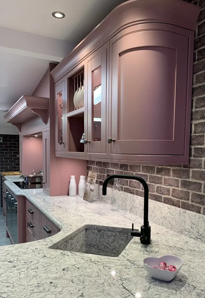 Pink Laura Ashley kitchen by Mike Hughes Fitted Interiors