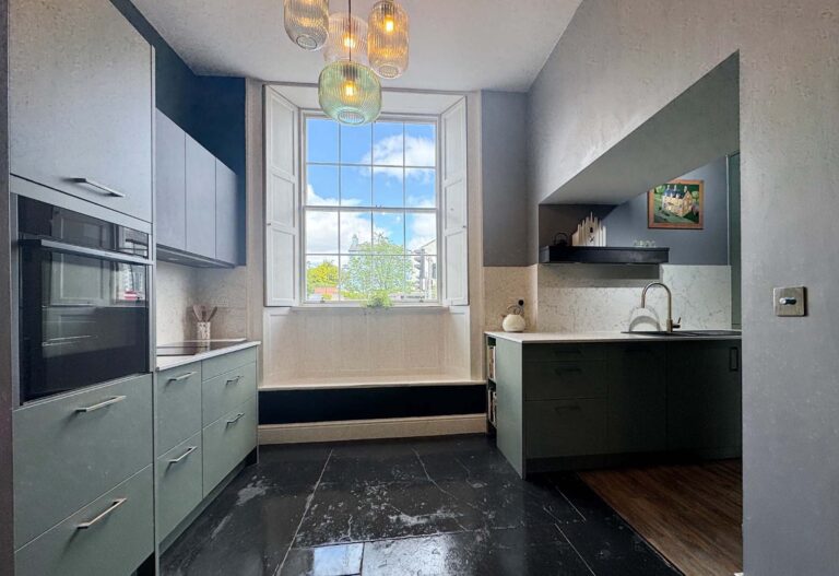 Green, Black Modern Kitchen