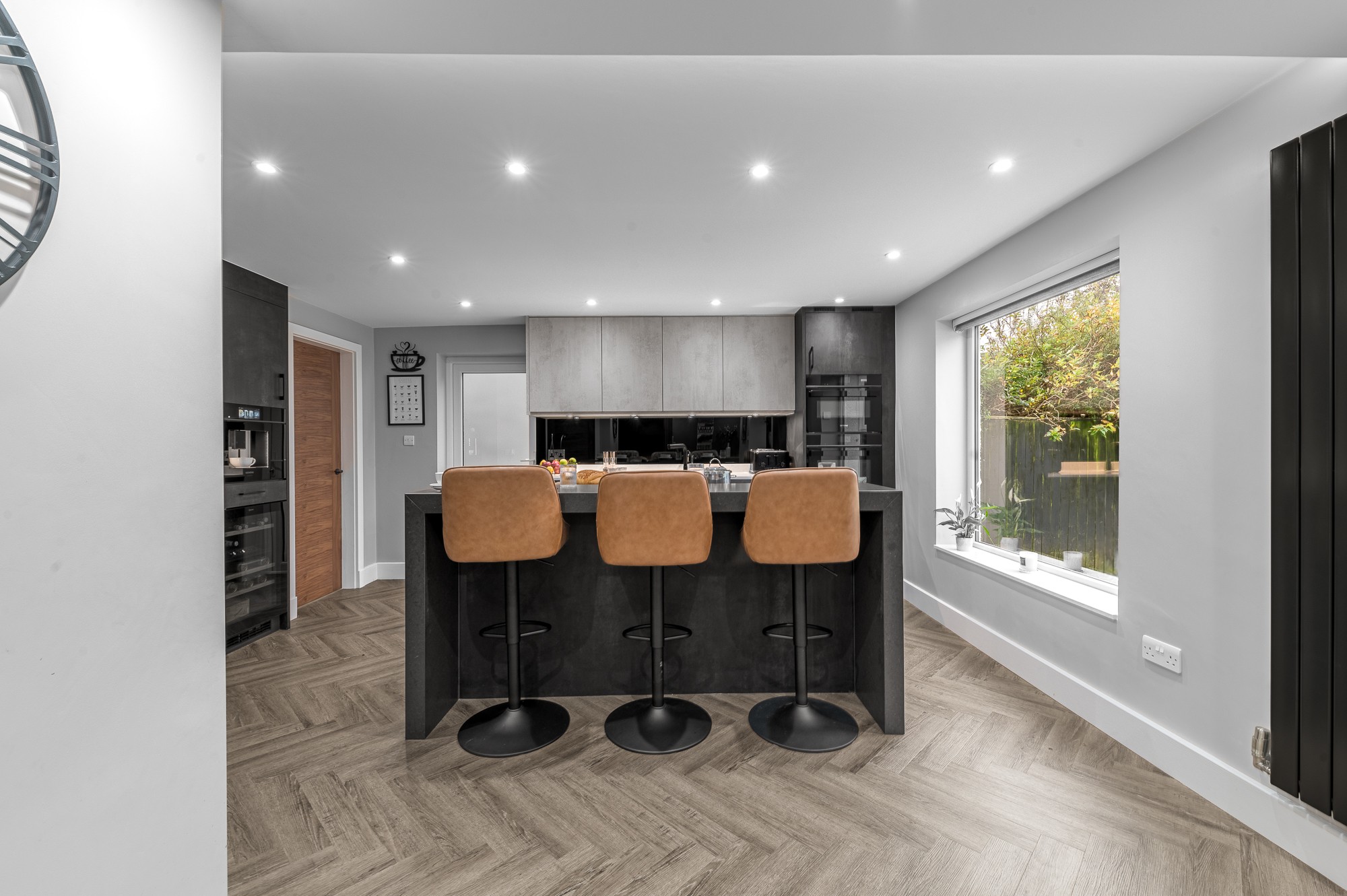 open plan kitchen in grey
